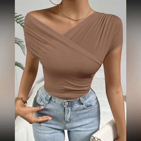 Elegant PinkOff-Shoulder Top